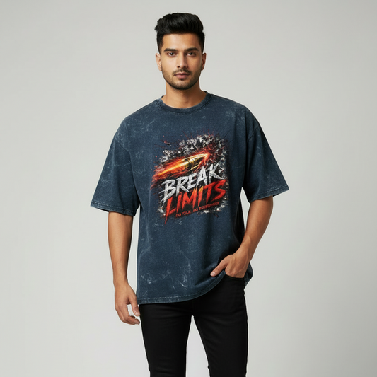 Break Limits TrendyNewHub Unisex Acid Washed Oversized Tee