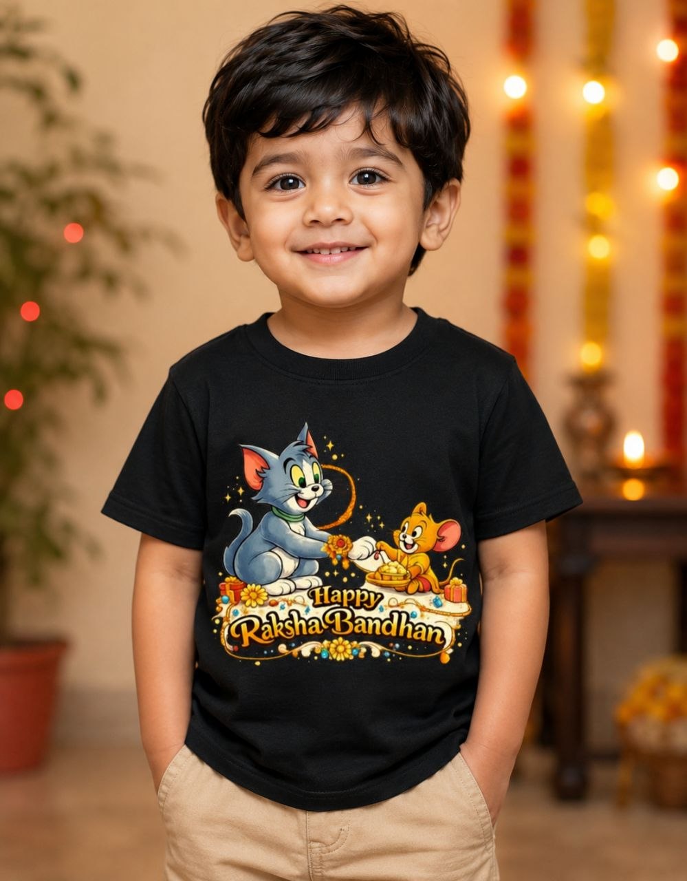 TrendyNewHub Tom n' Jerry Raksha Bandhan Spl Unisex T-Shirt Kids T-Shirt