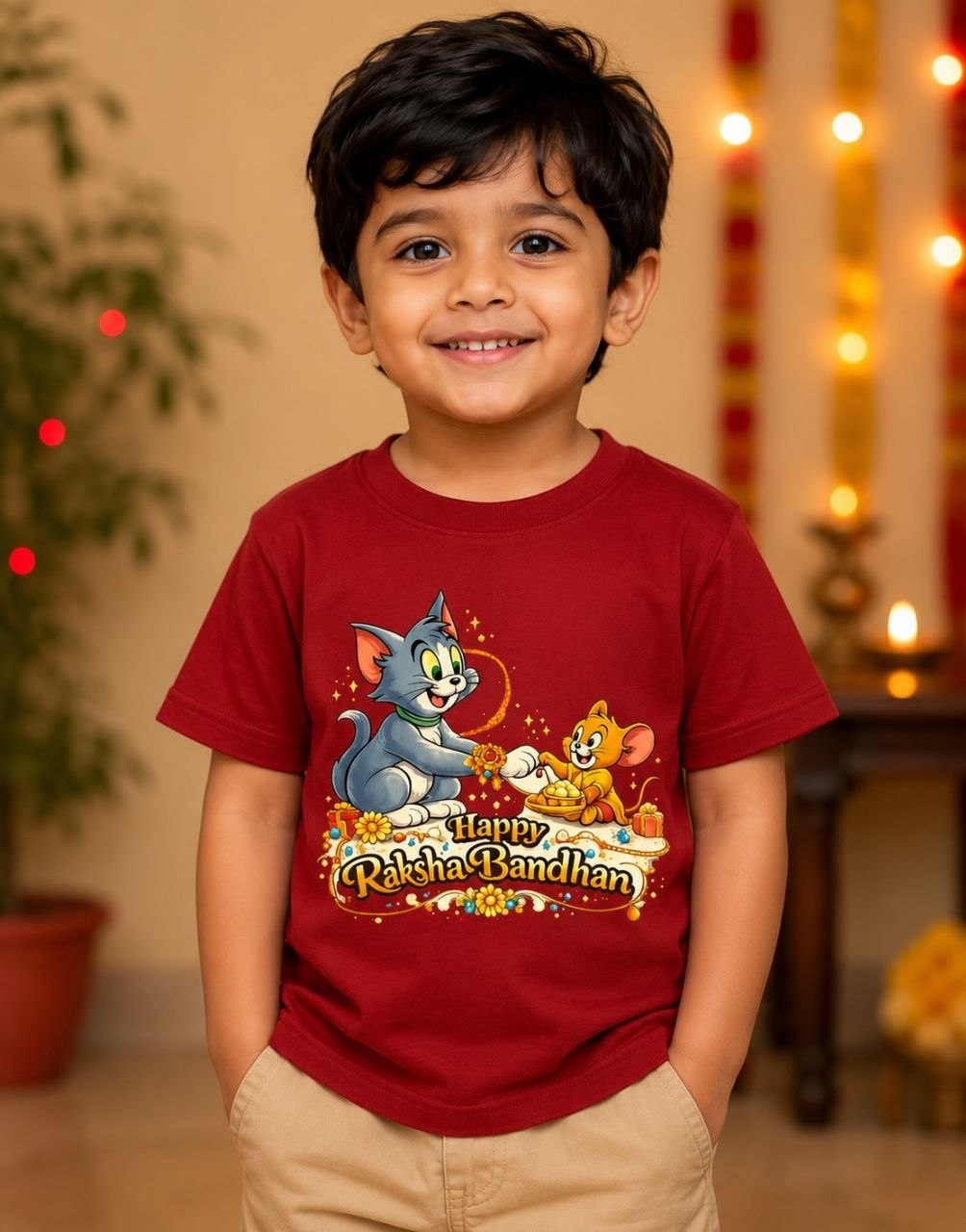 TrendyNewHub Tom n' Jerry Raksha Bandhan Spl Unisex T-Shirt Kids T-Shirt