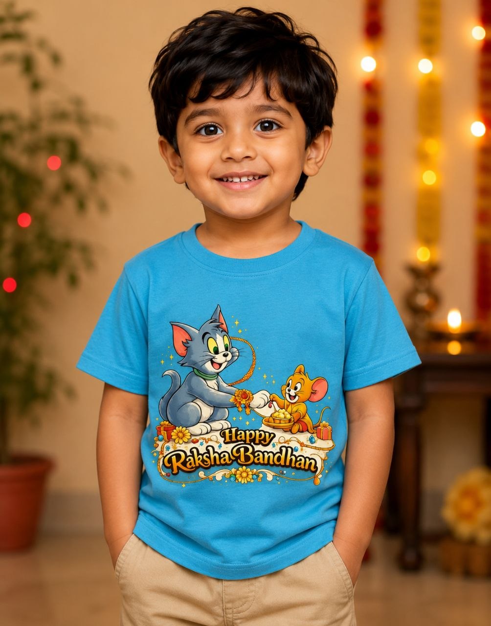 TrendyNewHub Tom n' Jerry Raksha Bandhan Spl Unisex T-Shirt Kids T-Shirt