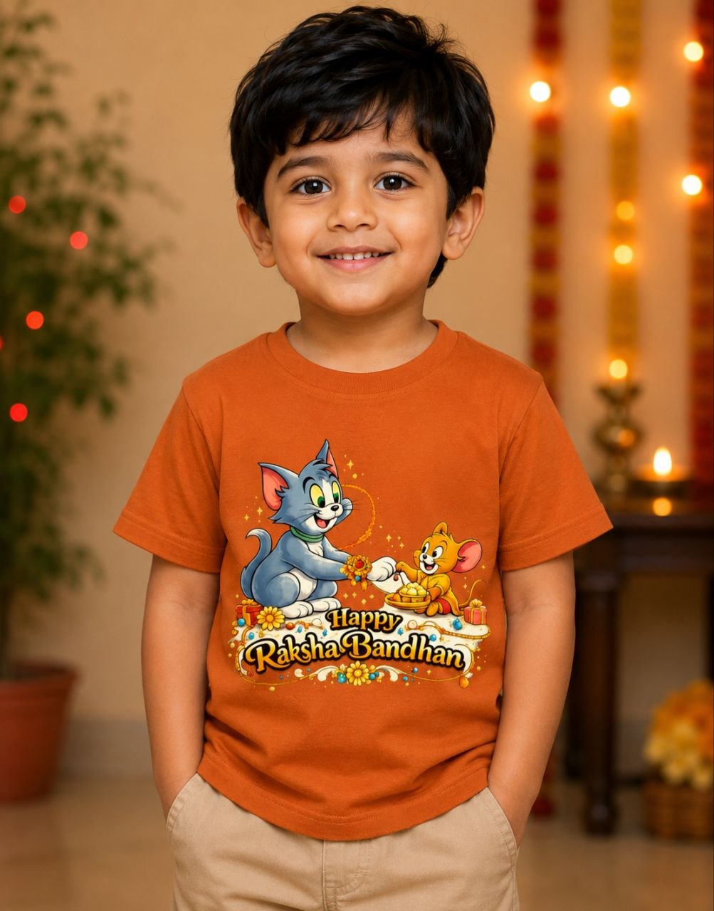 TrendyNewHub Tom n' Jerry Raksha Bandhan Spl Unisex T-Shirt Kids T-Shirt