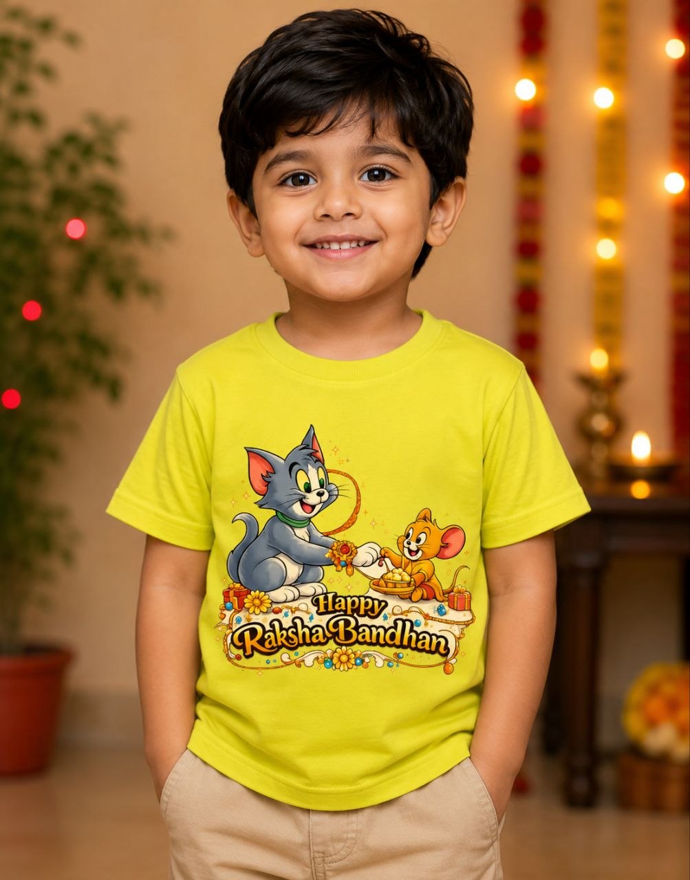 TrendyNewHub Tom n' Jerry Raksha Bandhan Spl Unisex T-Shirt Kids T-Shirt